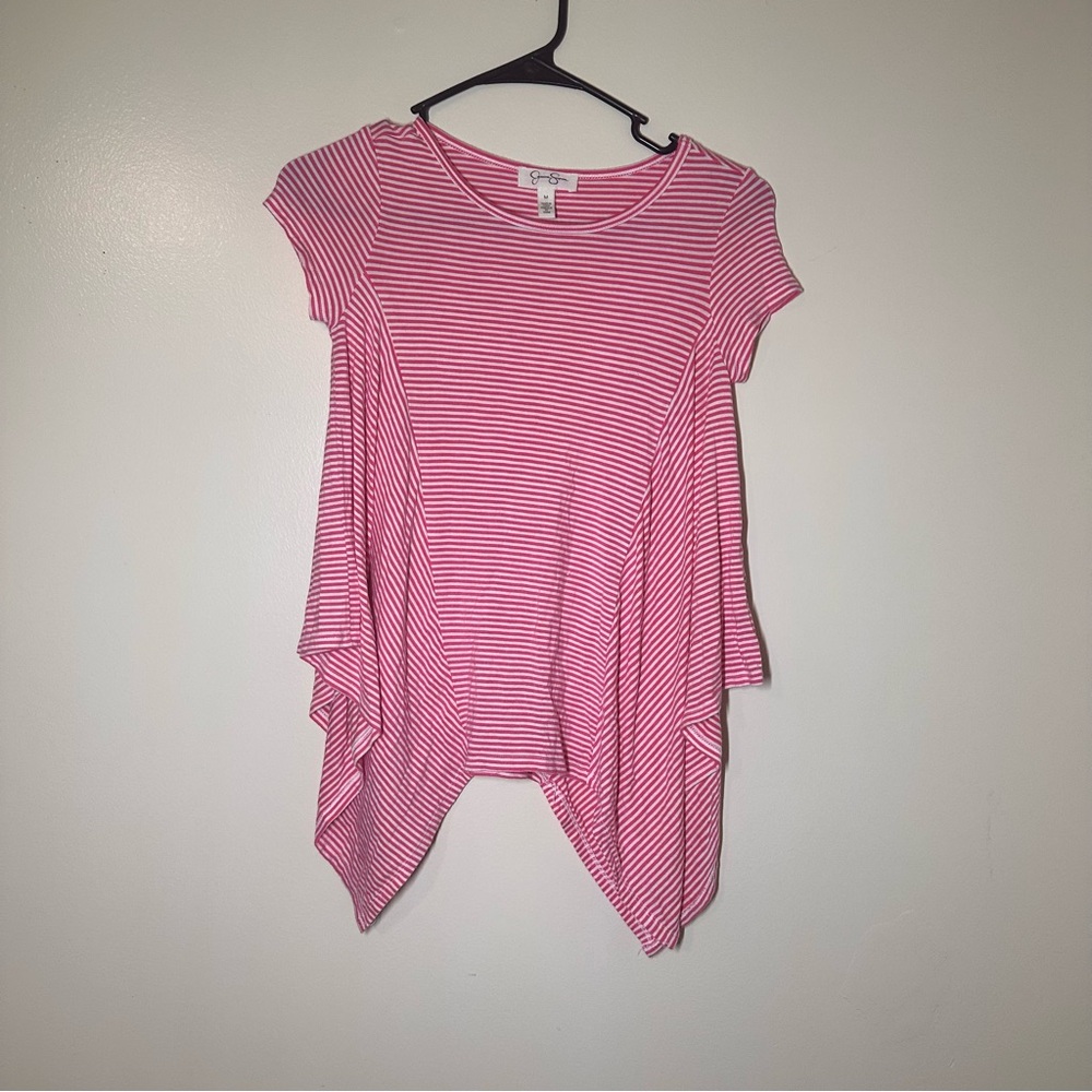 Jessica Simpson Pink Striped Short Sleeve Top